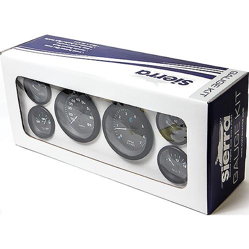 Sierra 68413P Eclipse Series Black Inboard / Sterndrive 6 Set With Tachometer, Speedometer, Voltmeter, Fuel, Water Temperature & Oil Pressure Gauges - 68413P - 11-68413Pf1