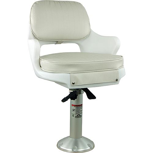 Springfield Yachtsman Fixed Height Chair Package, White (Includes Seat With Armrest And Cushions, Pedestal With Base And Locking Slide/Swivel) - 1001414-L - 169-1001414Lf1