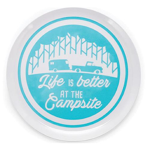 Camco 53227 Melamine Dishware, Blue Tree & Truck Pattern, 9-3/4