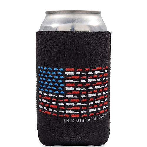 Camco 53378 Life Is Better At The Campsite Can Holder, Black, Us Flag - 53378 - 17-53378F1