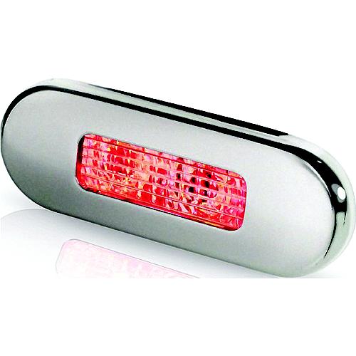 Hella 980869501 Oblong Led Surface Mount Courtesy Lamp, Red Leds W/Ss Rim - 980869501 - 265-980869501F1
