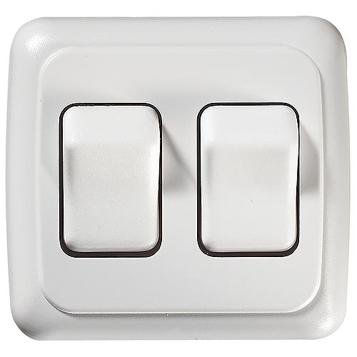 Rv Designer S533 White Double On/Off Contoured Rv Switch In Plate - S533 - 350-S533F1