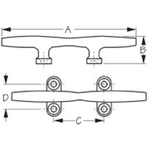 Sea-Dog 041710 Heavy Duty Stainless Steel Open Base Cleat, 10