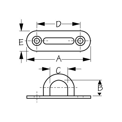 Sea-Dog 0897011 Oblong Pad Eye 2-1/8