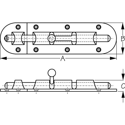 Seadog 2212551 Heavy Duty Barrel Bolt, Investment Cast 316 Stainless Steel - 221255-1 - 354-2212551F1