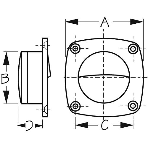 Delrin Flush Pull(Small) - Black - 227310-1 - 354-2273101F1