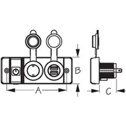 Seadog 426506-1 Double Usb & Power Socket Panel W/Breaker Switch - 426506-1 - 354-4265061F1