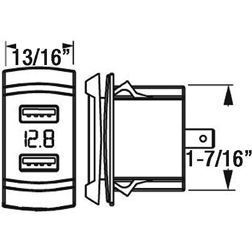 Seadog 4265271 Double Usb Rocker Switch Style Voltmeter W/Hidden Display - 426527-1 - 354-4265271F1