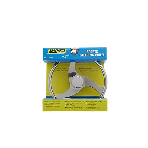 Seachoice 3 Spoke Stainless Steel Steering Wheel W/Turning Knob - 28611 - 50-28611F1