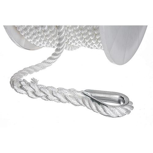 Seachoice 40741 3-Strand Twisted Nylon Anchor Line - White, 1/2