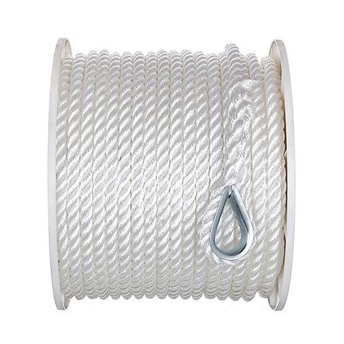 Seachoice 40751 3-Strand Twisted Nylon Anchor Line - White, 1/2