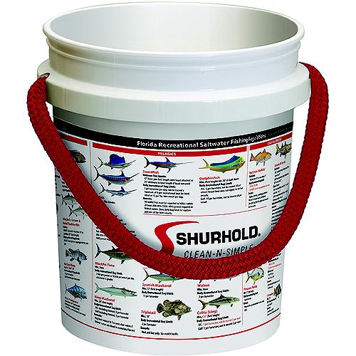 Shurhold 2451Ffr Rope Handle Bucket, 5 Gal., White W/Florida Fishing Regulations Graphics - 2451-Ffr - 658-2451Ffrf1