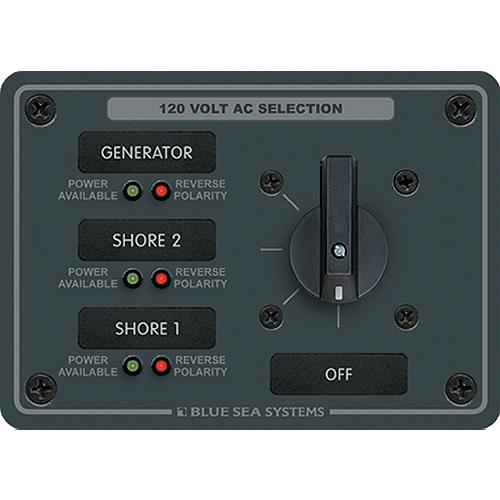 Blue Sea Systems 8366 Ac Rotary Switch Panel 30 Amp 3 Positions + Off, 2 Pole - 8366-Bss - 661-8366F1