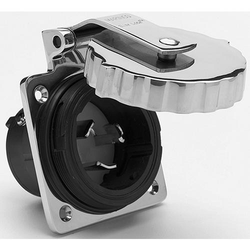 Marinco 6371El 50A/125V Stainless Steel Power Inlet W/O Rear Safety Enclosure - 6371El - 69-6371Elf1