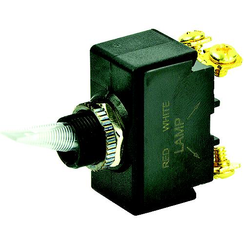 Bep 1001908 Illuminated Toggle Switch, Off-On, Spst, #6©32 Screw Terminals, Illuminated Red - 1001908 - 969-1001908F1