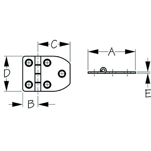 Sea-Dog 2010201 Stainless Door Hinge Short Side Door Hinge #8, 2/Cd - 201020-1 - 354-2010201F1