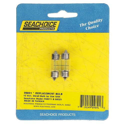Seachoice Replacement Incandescent Bulbs With Festoon Base, 12V, 3 Watt, Pack Of 2 - 9891 - 50-09891F1
