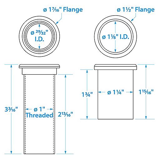 Seachoice Adjustable Splashwell Drain Tube, Fits 1-1/4 In. Opening, White Plastic - 19131 - 50-19131F1