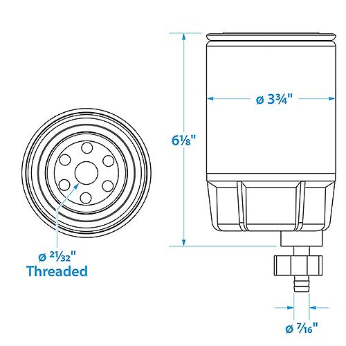 Seachoice 10 Micron Fuel/Water Separating Filter With See Thru Plastic Bowl For Outboards - 20931 - 50-20931 Superseded By: 50-22303F1