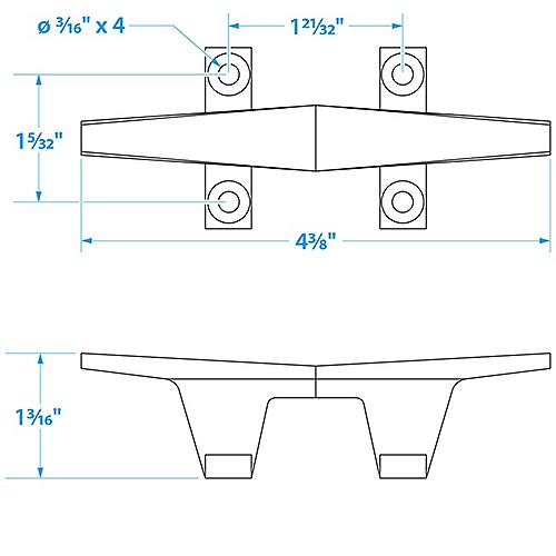 Seachoice Chrome Plated Zinc Hollow Base Cleat - 50-30561 - 50-30561F1