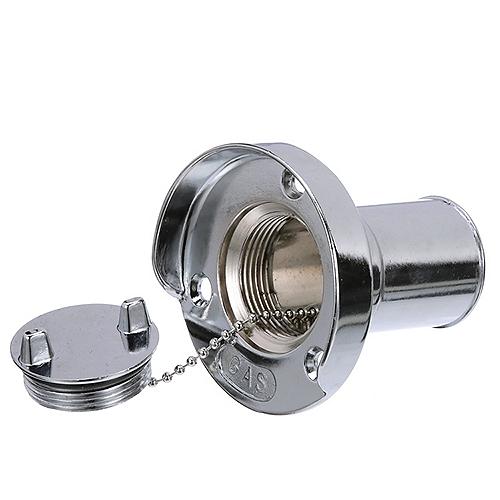 Seachoice Chrome Plated Zinc Gas Deck Fill With Cap (Beaded Chain Tether) For 1-1/2