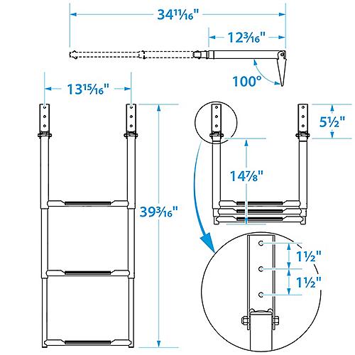 Seachoice Telescoping Ladder Only For Universal Swim Platform With Top Mount Ladder - 71301 - 50-71301F1