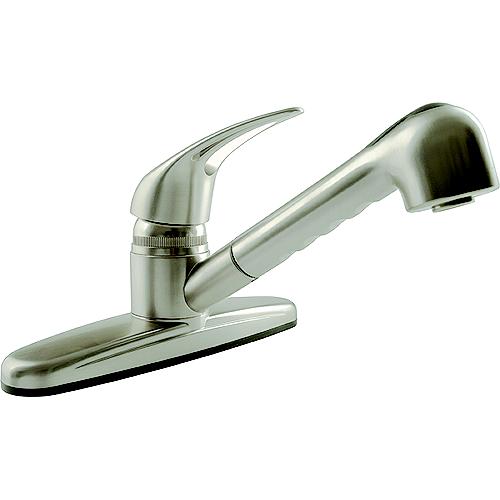 Dura Faucet Dfpk100Sn Non-Metallic Pull-Out Kitchen Faucet, Satin Nickel - Df-Pk100-Sn - 621-Dfpk100Snf1