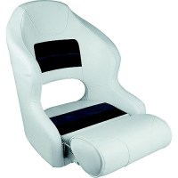 Wise 8Wd33151008 Deluxe Pontoon Furniture, Bucket Seat W/Flip Up Bolster, White/Navy/Blue - 8Wd3315-1008 - 144-8Wd33151008F1