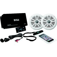 Boss 500 Watt/4 Channel Bluetooth Amplifier W/Pair Marine Speakers & Usb Cable - Ask902B.6 - 153-Ask902B6F1