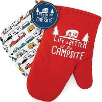 Camco 53260 Red Oven Mitt/Multi-Color Pot Holder Set - 53260 - 17-53260F1