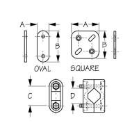 Sea-Dog 327101 Rail Mount Brackets W/Oval Plates, Black, 1 Pr. - 327101-1 - 354-3271011F1