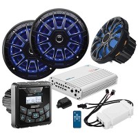 Seachoice 72123 In-Dash Audio Package, Square Gauge, Black, Speakers, 1 Pr - 72123 - 50-72123F1