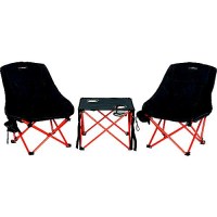 Lippert 2023053719 Baja™ Overlanding Chair & Table Set - Dark Grey / Red, 250 Lbs. (Chair) 45 Lbs. (Table), 24
