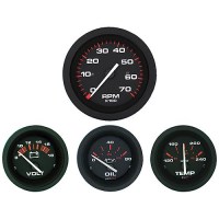 Sierra 69722P Amega Series Black Inboard 4 Set With Tachometer, Voltmeter, Oil Pressure & Water Temperature Gauges - 69722P - 11-69722Pf1