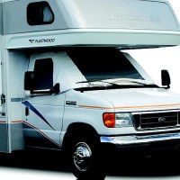 Adco 2524 Class C Deluxe Windshield Cover With Roll-Up Windows For Rv, White - 2524 - 104-2524F1