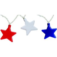 Camco 42656 Patriotic Stars Party Lights (Includes 10 Lights, Connector, 2 Spare Bulbs And Fuse) - 42656 - 17-42656F1