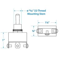 Seachoice 3-Position Boat Toggle Switch, On/Off/On - 12121 - 50-12121F1